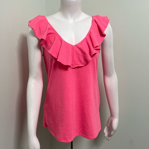 Lilly Pulitzer Alessa Top Pink Sunset Ruffle Tank Small - Picture 3 of 9